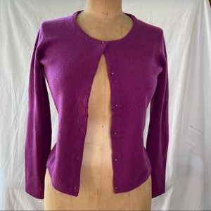 Cashmere Cardigan - Tibi Magenta Sweater with Pretty Buttons Size Small
